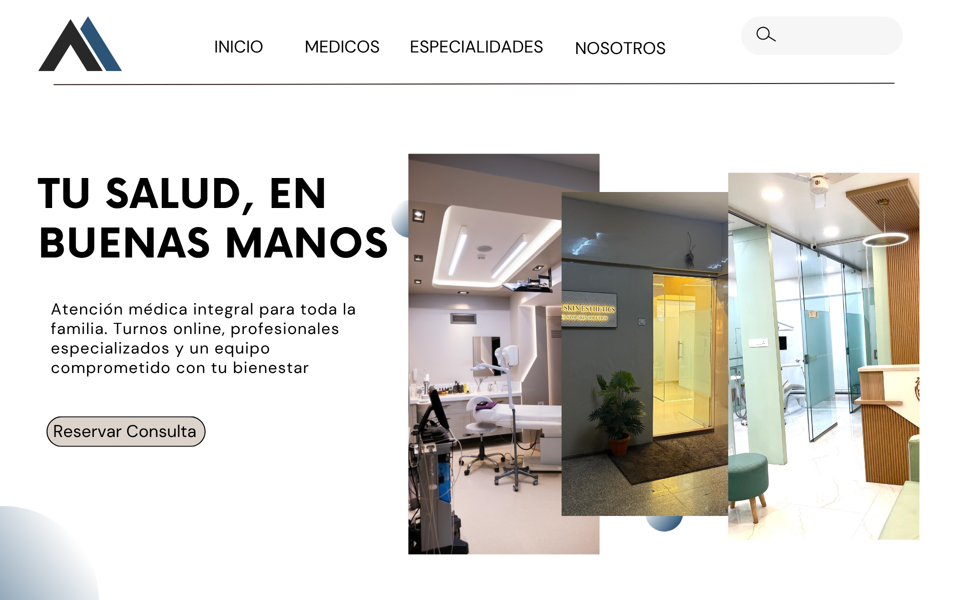 Ejemplo de hero de sitio web diseñado por Temple