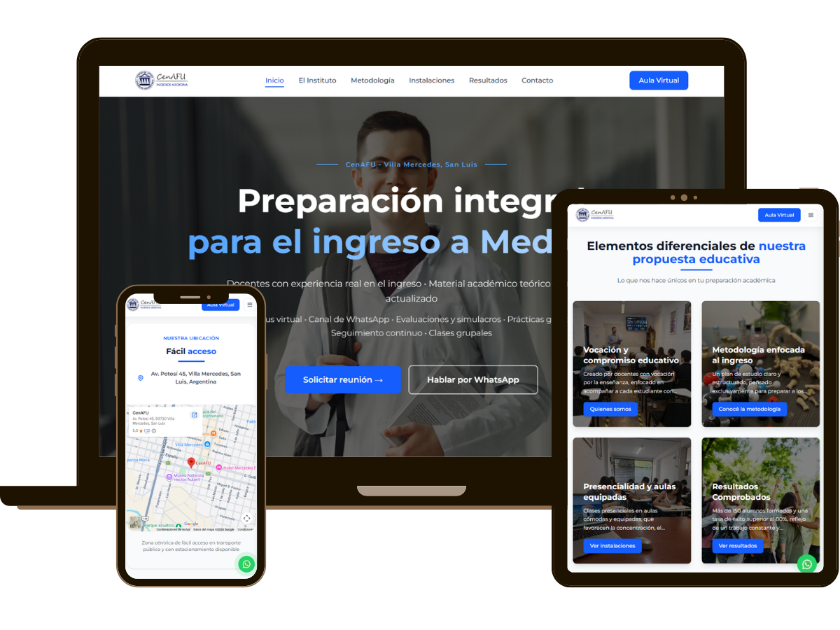Desarrollo web — mockup multi-dispositivo